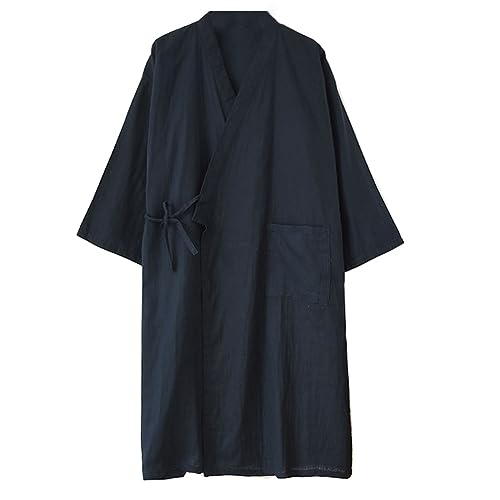 OWLONLINE Herren-Pyjama im japanischen Stil, Baumwolle, Übergröße, japanische Kimono-Robe, Größe XL - O1 von OWLONLINE