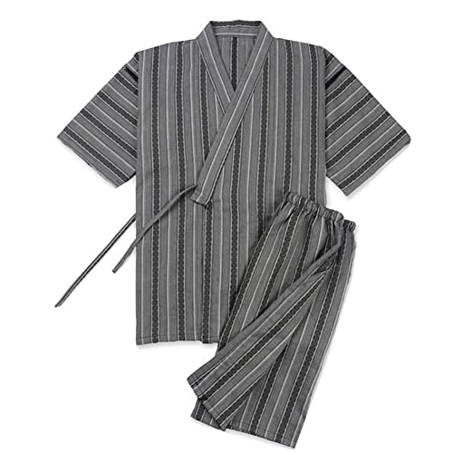OWLONLINE Japanischer Kimono Herren-Pyjama in Übergröße, kurzärmliges Oberteil und Hose, Nachtwäsche, Pyjama-Set, Größe L-A3 von OWLONLINE