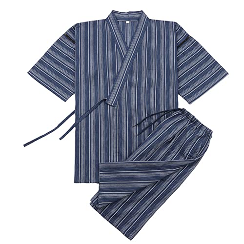 OWLONLINE Japanischer Kimono Herren-Pyjama in Übergröße, kurzärmliges Oberteil und Hose, Nachtwäsche, Pyjama-Set, Größe M-A2 von OWLONLINE