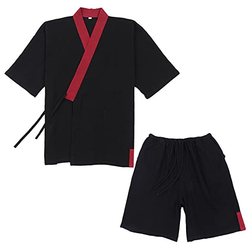 OWLONLINE Japanischer Kimono-Herren-Pyjama in Übergröße, kurzärmliges Oberteil und Hose, Nachtwäsche-Pyjama-Set, Größe M-A14 von OWLONLINE