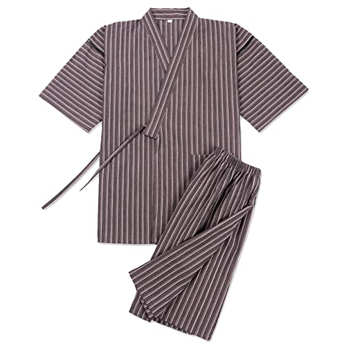 OWLONLINE Japanischer Kimono-Herren-Pyjama in Übergröße, kurzärmliges Oberteil und Hose, Nachtwäsche-Pyjama-Set, Größe XL-A8 von OWLONLINE