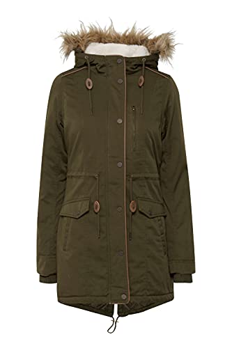 OXMO Anna Damen Winterparka Parka Mantel mit Fellkapuze und Teddy-Futter, Größe:L, Farbe:IVY GREEN (793797) von OXMO