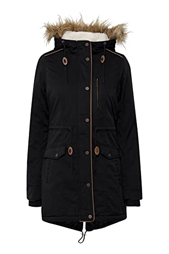 OXMO Anna Damen Winterparka Parka Mantel mit Fellkapuze und Teddy-Futter, Größe:M, Farbe:BLACK (799000) von OXMO