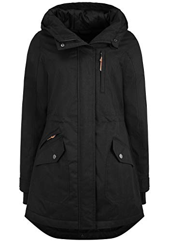 OXMO Bella Damen Übergangsmantel Parka Lange Jacke mit Kapuze, Größe:L, Farbe:BLACK (799000) von OXMO