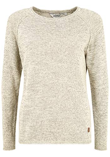 OXMO OXDaniela Damen Strickpullover Feinstrick Pullover mit Rundhalsausschnitt, Größe:XL, Farbe:Bone white (70016) von OXMO