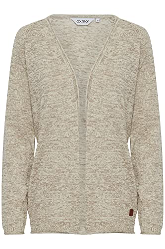 OXMO Danila Damen Strickjacke Feinstrick Cardigan Strickcardigan mit offenem V-Ausschnitt, Größe:L, Farbe:Bone White (70016) von OXMO