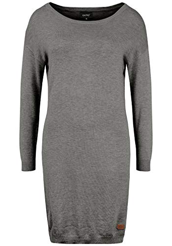 OXMO Ella Damen Strickkleid Feinstrickkleid Kleid mit Rundhals-Ausschnitt, Größe:S, Farbe:Grey Mel (7982363) von OXMO