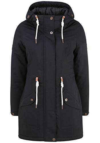 OXMO Melly Damen Übergangsmantel Parka Lange Jacke mit Kapuze, Größe:L, Farbe:Black (194007) von OXMO