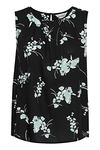 OXMO OXEsja Damen Bluse Ärmellos mit Rundhalsausschnitt, Größe:38, Farbe:Black Mix (201483) von OXMO