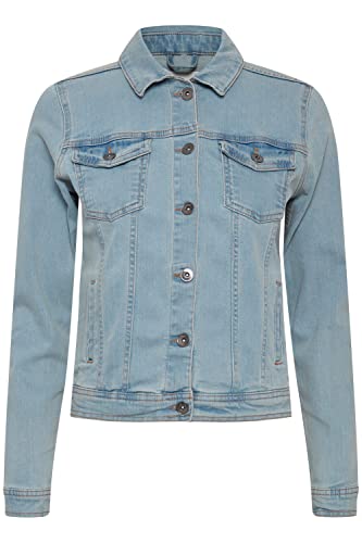 OXMO OXFria Damen Jeansjacke Denim †bergangsjacke mit Hemdkragen, Größe:34, Farbe:Light Blue Denim (201488) von OXMO