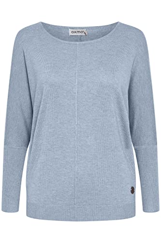 OXMO OXHerdis Damen Strickpullover Feinstrick Pullover mit Rundhalsausschnitt, Größe:L, Farbe:Kentucky Blue Melange (1539151) von OXMO