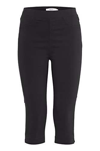 OXMO OXKEANA Damen Hose Stoffhose Caprihose aus Viskose mit Stretch elastischer Bund Skinny-Fit, Größe:2XL, Farbe:Black (200451) von OXMO