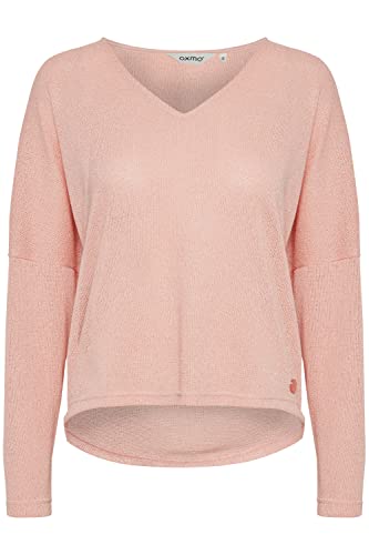 OXMO OXKatla Damen Strickpullover Feinstrick Pullover mit V-Ausschnitt, Größe:XL, Farbe:Coral Cloud (151415) von OXMO