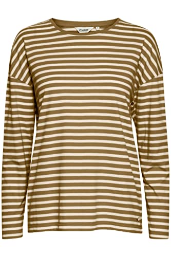 OXMO OXStefka Damen Longsleeve Langarmshirt Shirt mit Rundhalsausschnitt aus 100% Baumwolle, Größe:L, Farbe:Kelp (171022) von OXMO