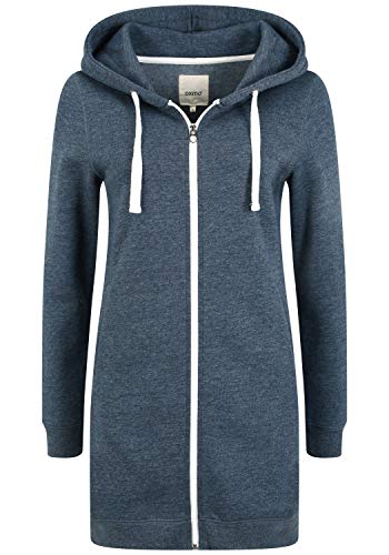 OXMO Olinda Long Damen Sweatjacke Kapuzenjacke Hoodie mit Kapuze, Größe:XS, Farbe:INS Blue M (798991) von OXMO