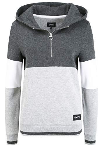 OXMO Omara Damen Kapuzenpullover Hoodie Pullover mit hochabschließender Kapuze, Größe:M, Farbe:Dark Grey Melange (1940071) von OXMO