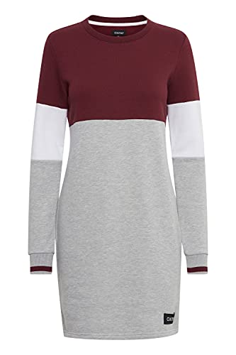 OXMO Omila Damen Sweatkleid Freizeitkleid Kleid Langarm Regular Fit, Größe:L, Farbe:Wine Red (191526) von OXMO