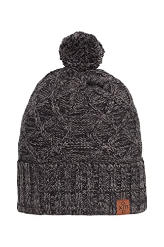 OXMO Pom Damen Wintermütze Beanie Mütze aus 100% Baumwolle Grobstrick, Größe:ONE, Farbe:Black (799000) von OXMO