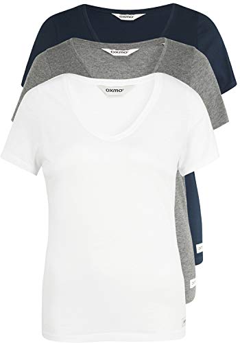 OXMO Vanni Damen T-Shirt Kurzarm Shirt 3er Pack, Größe:M, Farbe:1 (7999913) von OXMO