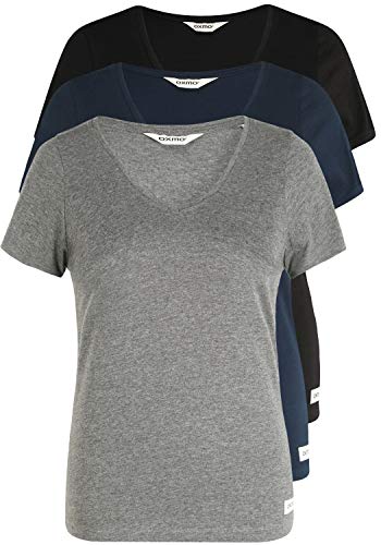 OXMO Vanni Damen T-Shirt Kurzarm Shirt 3er Pack, Größe:XL, Farbe:4 (7999916) von OXMO