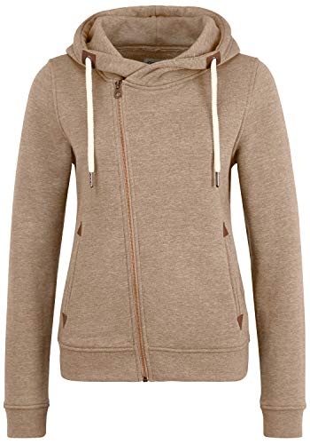 OXMO Vicky Damen Sweatjacke Kapuzenjacke Hoodie mit Kapuze, Größe:S, Farbe:Sand MELAN (7984093) von OXMO