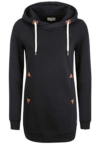 OXMO Vicky Hood Long Damen Kapuzenpullover Hoodie Pullover mit Kapuze, Größe:L, Farbe:Black (799000) von OXMO