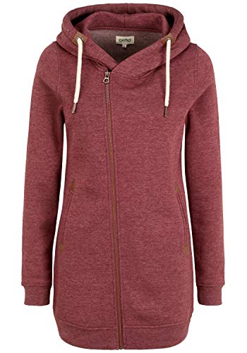 OXMO Vicky Zip Hood Long Damen Sweatjacke Kapuzenjacke Hoodie mit Kapuze, Größe:M, Farbe:Wine R Mel (7989853) von OXMO