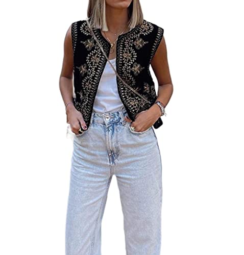 Strick Pullunder,Pailletten Tank Tops Samt Crop Tops Bluse Sexy Tank Weste O Hals Sommer Ärmellos Pullover Stickerei Ethnische Weste Vintage Weste Cami Shirt T-Shirts Für Mädchen, M Strick Pullunder,Pailletten Tank Tops Samt Crop Tops Bluse Sexy Tank Weste O Hals Sommer Ärmellos Pullover Stickerei Ethnische Weste Vintage Weste Cami Shirt T-Shirts Für Mädchen, M von OZEO