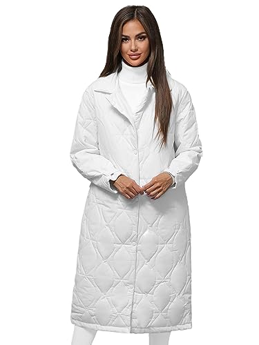 OZONEE Damen Mantel Wintermantel Winterjacke Jacke Parka Übergangsjacke Coat Wärmemantel Wärmejacke Winter Herbst Lang Warm Stehkragen Outdoor Gepolstert JS/5M3177Z/281 WEIß XL von OZONEE