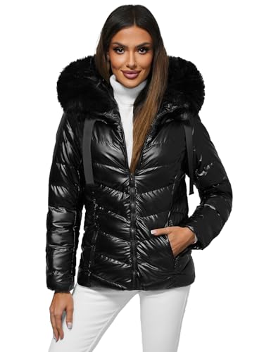 OZONEE Damen Winterjacke Jacke Winter Farbvarianten Übergangsjacke Warm Bomberjacke Steppjacke Wintermantel Daunenjacke Leichte Outdoor Puffer Jacket Übergangs 777/5842K/392A SCHWARZ XL von OZONEE