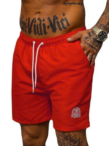 OZONEE Herren Badehose Badeshorts Eng Lang Shorts Sporthose Jogginghose Kurz Laufshorts Sport Sportshorts Trainingshose Schwimmhose Sweatshorts Freizeithose Hose O/MTK4454Z ROT M von OZONEE