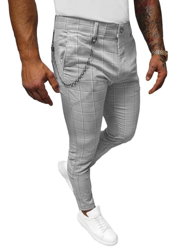 OZONEE Herren Chino Hose Chinos Stoffhose Chinohose Anzughose Anzug Herrenhose Röhrenhose Pants Elegant Business Slim Fit Regular Klassisch Classic Basic DJ/550172Z GRAU W33 von OZONEE