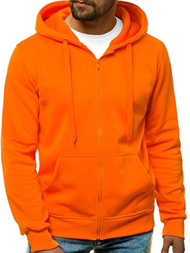 OZONEE Herren Hoodie Sweatjacke Kapuzenpullover Sweatshirt Farbvarianten Kapuzenjacke Kapuzenpulli mit Reißverschluss Langarm Sport Style Casual Fitness Training Basic 777/7547B ORANGE M von OZONEE