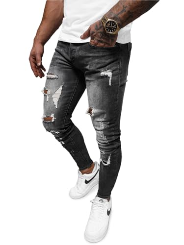 OZONEE Herren Jeans Hose Herrenjeans Jeanshose Skinny Röhrenjeans Biker Stretch Regular Slim Fit Straight Sportjeans Herrenhose Denim Baumwolle Baumwollmischung NB/MP0086NZ SCHWARZ 30 von OZONEE