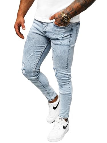 OZONEE Herren Jeans Hose Herrenjeans Jeanshose Skinny Röhrenjeans Biker Stretch Regular Slim Fit Straight Sportjeans Herrenhose Denim Baumwolle Baumwollmischung O/2339Z/2 BLAU 32 von OZONEE