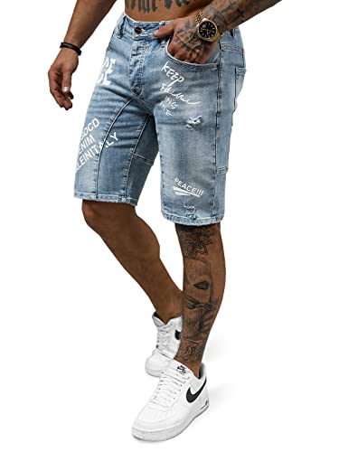 OZONEE Herren Jeans Shorts Bermuda Hose Kurz Herrenjeans Jeanshose Stretch Regular Fit Bermudashorts Freizeitshorts Freizeithose Kneelang Straight Sportjeans NB/MP0259BCZ BLAU 31 von OZONEE