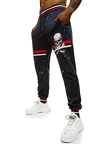 OZONEE Herren Jogginghose Hose Sport Trainingshose Sporthose Freizeithose Unifarbe Herrenhose Sweatpants Fitnesshose Sweathose Fußballhose Jogpants Joggpants 777/9685S DUNKELBLAU L von OZONEE