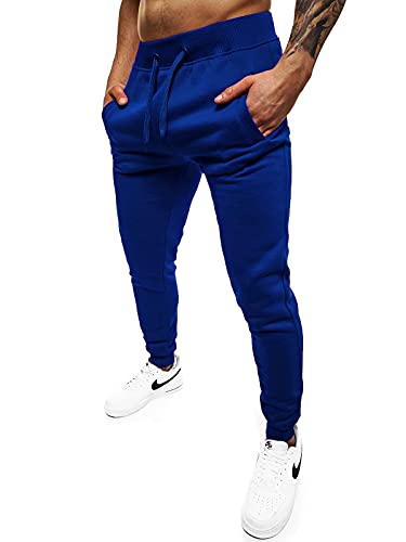 OZONEE Herren Jogginghose Hose Sport Trainingshose Sporthose Freizeithose Unifarbe Herrenhose Sweatpants Fitnesshose Sweathose Fußballhose Jogpants Joggpants JS/XW01/66 Indigo M von OZONEE