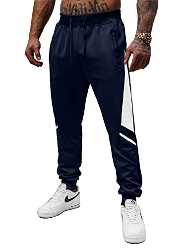 OZONEE Herren Jogginghose Hose Trainingshose Sporthose Freizeithose Motiv Herrenhose Sweatpants Fitnesshose Sweathose Fußballhose Jogpants Joggpants 777/1301S DUNKELBLAU L von OZONEE