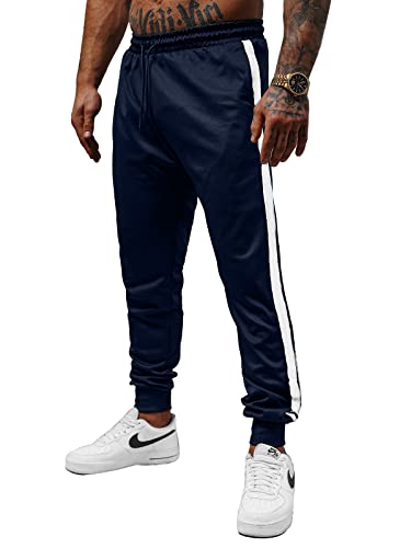 OZONEE Herren Jogginghose Hose Trainingshose Sporthose Freizeithose Motiv Herrenhose Sweatpants Fitnesshose Sweathose Fußballhose Jogpants Joggpants JS/8K166Z DUNKELBLAU XL von OZONEE