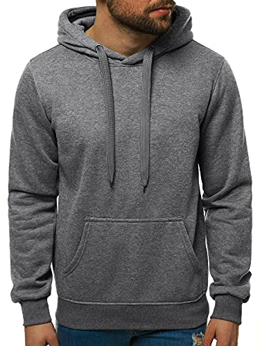 OZONEE Herren Kapuzenpullover Sweatjacke Sweatshirt Farbvarianten Kapuzenjacke Kapuzenpulli Kapuze Langarm Hoodie Sport Style Casual Fitness Training Motiv JS/2009Z DUNKELGRAU L von OZONEE