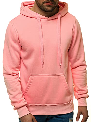 OZONEE Herren Kapuzenpullover Sweatjacke Sweatshirt Farbvarianten Kapuzenjacke Kapuzenpulli Reißverschluss Langarm Hoodie Sport Casual Fitness Training Basic 03B PUDERROSA L von OZONEE