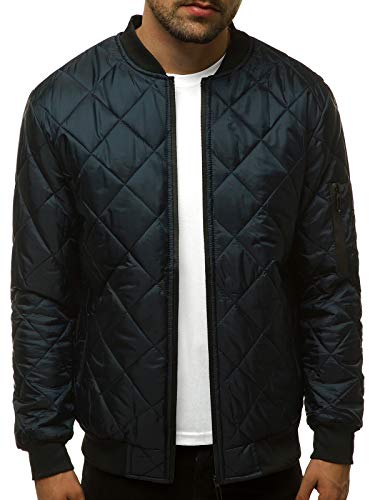 OZONEE Herren Übergangsjacke Jacke Übergang Jacken Herbst Bomberjacke Stehkragen Kapuze Steppjacke Kapuzenjacke Leichte Outdoor Puffer Jacket Gepolstert 777/6721K DUNKELBLAU 2XL von OZONEE