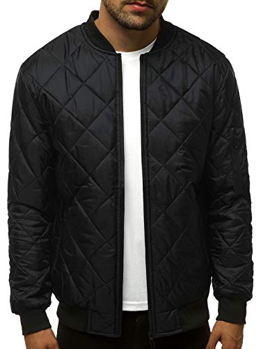 OZONEE Herren Übergangsjacke Jacke Übergang Jacken Herbst Bomberjacke Stehkragen Kapuze Steppjacke Kapuzenjacke Leichte Outdoor Puffer Jacket Gepolstert 777/8875K SCHWARZ 2XL von OZONEE