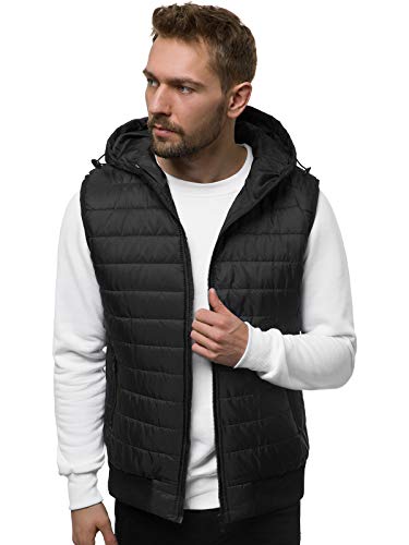 OZONEE Herren Weste Steppweste Kapuze Vest Ärmellos Jacke Übergangs Daunenweste Herrenweste Steppweste Sportweste Übergangsjacke Bodywarmer Outdoor JS/MY88 SCHWARZ 2XL von OZONEE