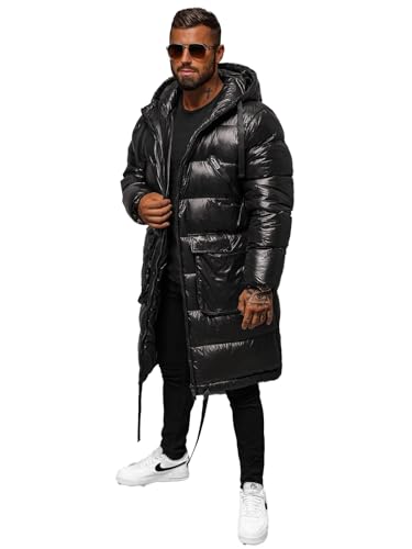 OZONEE Herren Winterjacke Jacke Parka Farbvarianten Warm Winterparka Funktionsparka Wintermantel Lange Kunstfell Gefüttert Outdoor Puffer Jacket Gepolstert O/M3205Z SCHWARZ-SCHOKOLADE M von OZONEE