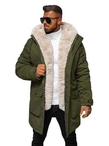 OZONEE Herren Winterjacke Jacke Winter Farbvarianten Warm Bomberjacke Steppjacke Wintermantel Kunstfell Daunenjacke Leichte Jacket Outdoor Puffer Gepolstert JS/5M120Z/136 GRÜN M von OZONEE