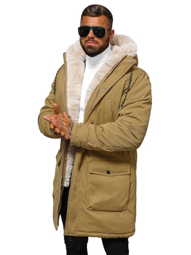 OZONEE Herren Winterjacke Jacke Winter Farbvarianten Warm Bomberjacke Steppjacke Wintermantel Kunstfell Daunenjacke Leichte Jacket Outdoor Puffer Gepolstert JS/5M120Z/84 CAMEL M von OZONEE