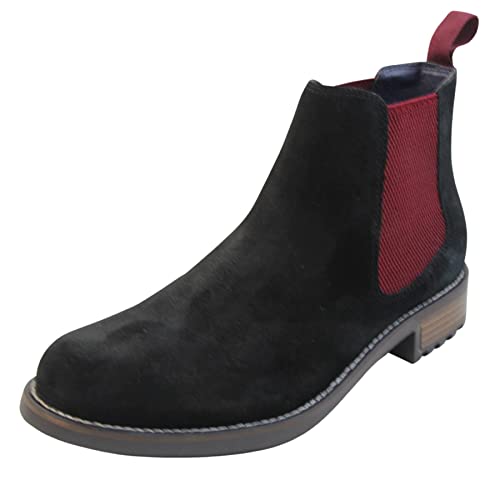 Oakenwood Herren Memory Foam Leder Wildleder formelle Chelsea Boots, schwarze Velourslederoptik, 41 EU von Oakenwood