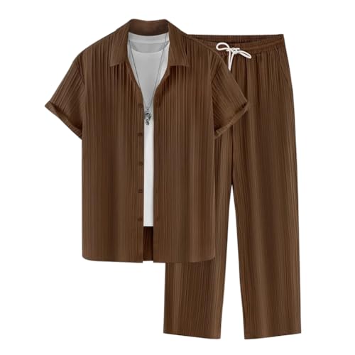 Oanviso Herren Freizeitanzug 2-Teiliges Set Kurzarm/Langarm Hemd + Hose Set Strandanzug Revers Sommer Leinenanzug Einfarbig Baumwolle Leinen Zweiteiler Jogginganzug Leicht für Männer G Braun S Oanviso Herren Freizeitanzug 2-Teiliges Set Kurzarm/Langarm Hemd + Hose Set Strandanzug Revers Sommer Leinenanzug Einfarbig Baumwolle Leinen Zweiteiler Jogginganzug Leicht für Männer G Braun S von Oanviso